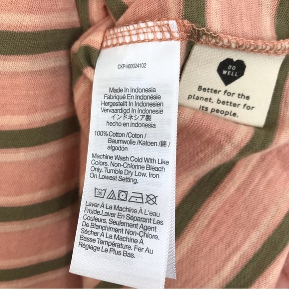 MADEWELL Whisper Cotton Crewneck Ringer Persell Stripe Tee Shirt Top L - Picture 8 of 9